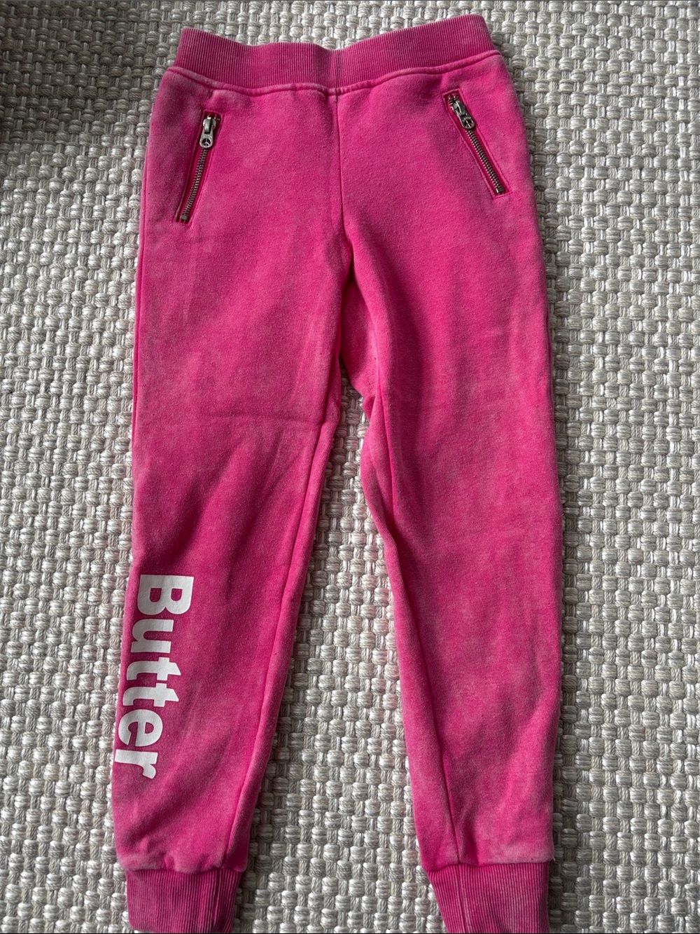 Butter Bright Pink Kids Sweatpants with Zip Pockets